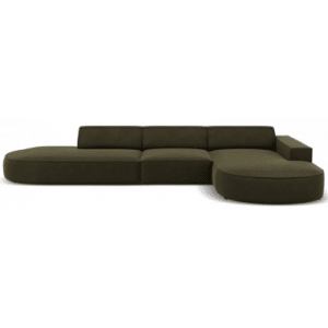 Jodie højrevendt chaiselong sofa i velour B342 x D166 cm - Sort/Grøn