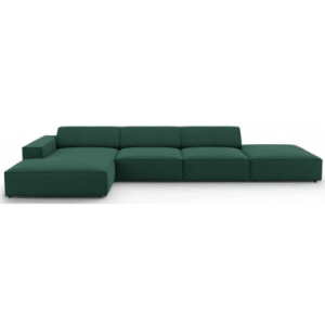 Jodie venstrevendt chaiselong sofa i polyester B341 x D166 cm - Sort/Grøn