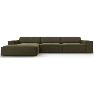 Jodie venstrevendt chaiselong sofa i velour B284 x D166 cm - Sort/Grøn