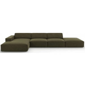 Jodie venstrevendt chaiselong sofa i velour B341 x D166 cm - Sort/Grøn