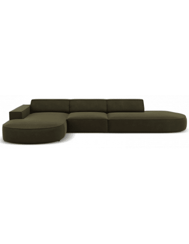 Jodie venstrevendt chaiselong sofa i velour B342 x D166 cm - Sort/Grøn