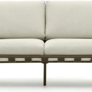 Joncols, Udendørs 2-personers sofa, moderne, nordisk, metal by Laforma (H: 72 cm. x B: 164 cm. x L: 80 cm., Grøn/Beige)