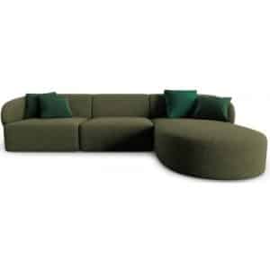 Chiara højrevendt chaiselong sofa i chenille B259 x D155 cm - Sort/Grøn