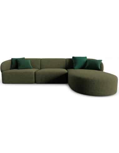 Chiara højrevendt chaiselong sofa i chenille B259 x D155 cm - Sort/Grøn