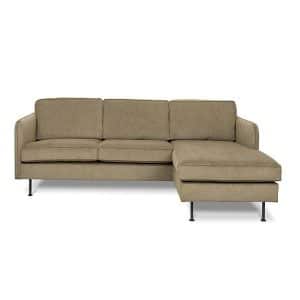 Læsø sofa med chaiselong - 227 x 159 cm. - grøn fløjl