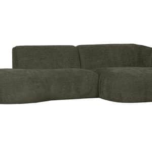 WOOOD EXCLUSIVE Polly sofa, m. højre chaiselong - grøn polyester