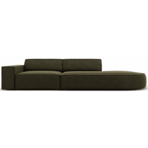 Jodie højrevendt 3-personers sofa i velour B262 x D102 cm - Sort/Grøn