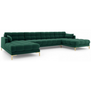 Mamaia U-sofa i polyester B383 x D185 cm - Guld/Grøn