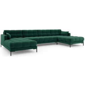 Mamaia U-sofa i polyester B383 x D185 cm - Sort/Grøn