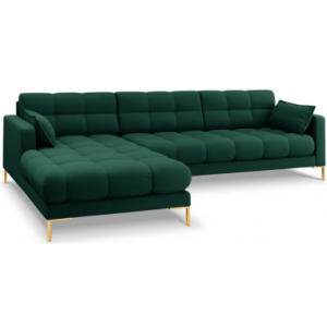 Mamaia venstrevendt chaiselong sofa i polyester B293 x D185 cm - Guld/Grøn