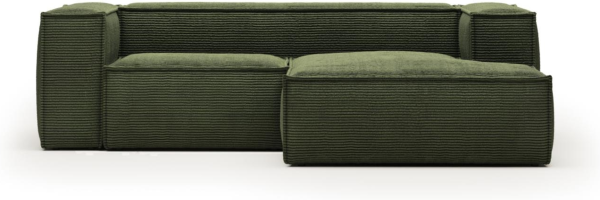 Blok, Chaiselong sofa, Højrevendt, grøn, H69x240x174 cm, stof