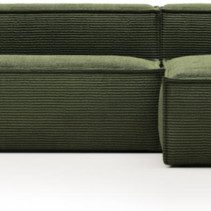 Blok, Chaiselong sofa, Højrevendt, grøn, H69x300x174 cm, stof