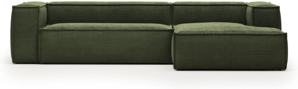 Blok, Chaiselong sofa, Højrevendt, grøn, H69x300x174 cm, stof