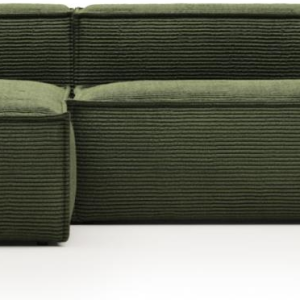 Blok, Chaiselong sofa, Venstrevendt, grøn, H69x300x174 cm, fløjl