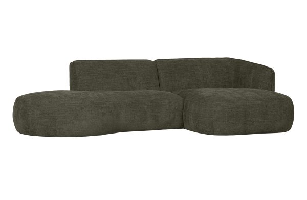 WOOOD EXCLUSIVE Polly sofa, m. højre chaiselong - grøn polyester