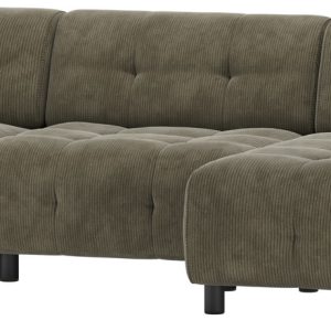 Louis, Chaiselong sofa, højrevendt, grøn, fløjl, H73x120x334 cm