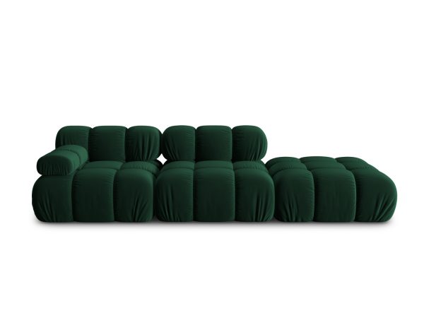 MICADONI Bellis Modul sofa, højre, 4 sæder - grøn fløjl og sort plastik