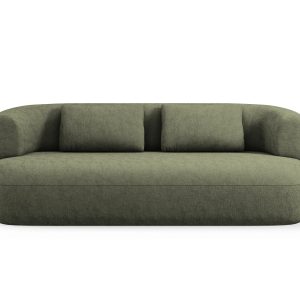 MICADONI Jenny sofa, 3 sæder - grøn chenille og sort plast