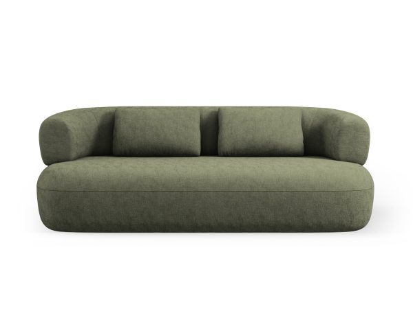 MICADONI Jenny sofa, 3 sæder - grøn chenille og sort plast