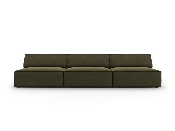 MICADONI Jodie sofa, 3 sæder - grøn fløjl og sort plast