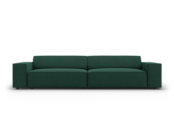 MICADONI Jodie sofa, 4 sæder - grøn stof og sort plast