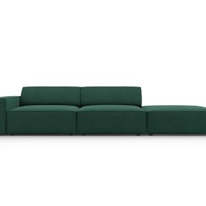 MICADONI Jodie sofa, højre, 3 sæder - grøn stof og sort plast