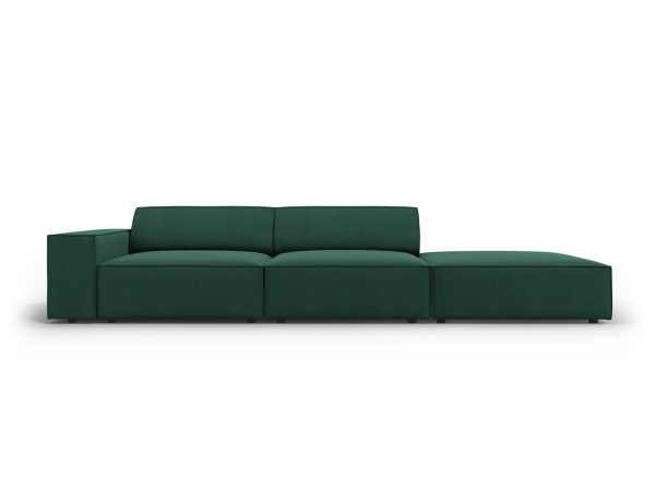 MICADONI Jodie sofa, højre, 3 sæder - grøn stof og sort plast