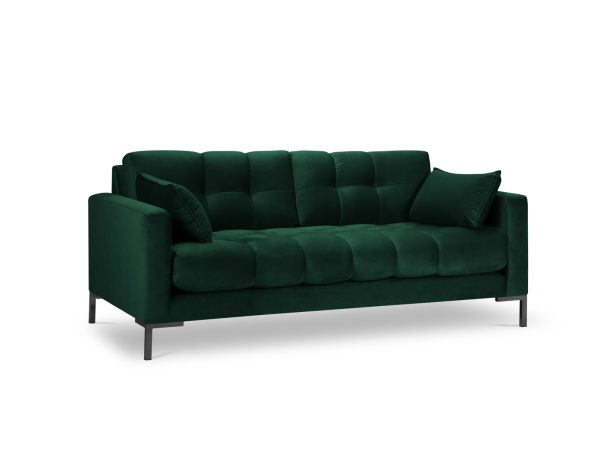 MICADONI Mamaia sofa, 3 sæder - grøn fløjl og sort metal