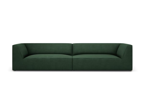 MICADONI Ruby sofa, 4 sæder - grøn stof og sort plast