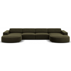 Jodie U-sofa i velour B364 x D166 cm - Sort/Grøn