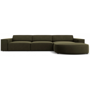 Jodie højrevendt chaiselong sofa i velour B284 x D166 cm - Sort/Grøn