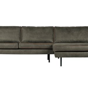 BEPUREHOME Rodeo sofa, m. højre chaiselong - army grøn stof