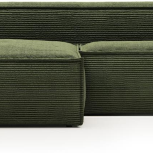 Blok, Chaiselong sofa, Venstrevendt, grøn, H69x240x174 cm, fløjl