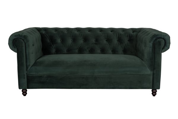 DUTCHBONE Chester 2 pers. sofa - grøn polyester og sort egetræ