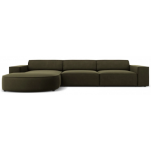 Jodie venstrevendt chaiselong sofa i velour B284 x D166 cm - Sort/Grøn