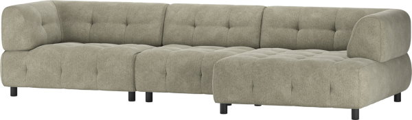 Louis, Chaiselong sofa, højrevendt, grøn, chenille, H73x120x334 cm