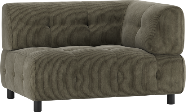 Louis Modulære sofa 1,5-sæder med arm højre, fløjl grøn H73x90x122 cm