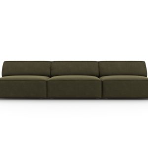 MICADONI Jodie sofa, 3 sæder - grøn fløjl og sort plast