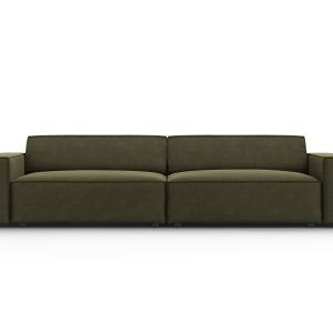 MICADONI Jodie sofa, 4 sæder - grøn fløjl og sort plast