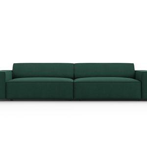 MICADONI Jodie sofa, 4 sæder - grøn stof og sort plast