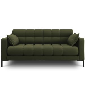 MICADONI Mamaia sofa, 2 sæder - grøn stof og sort metal