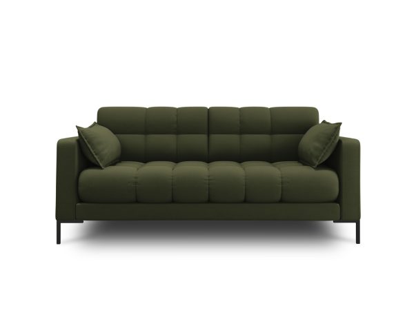 MICADONI Mamaia sofa, 2 sæder - grøn stof og sort metal