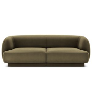 MICADONI Miley sofa, 2 sæder - grøn fløjl og sort plast