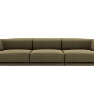 MICADONI Miley sofa, 3 sæder - grøn fløjl og sort plast