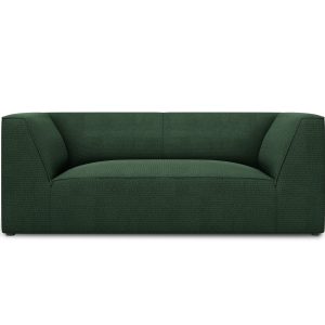 MICADONI Ruby sofa, 2 sæder - grøn stof og sort plast