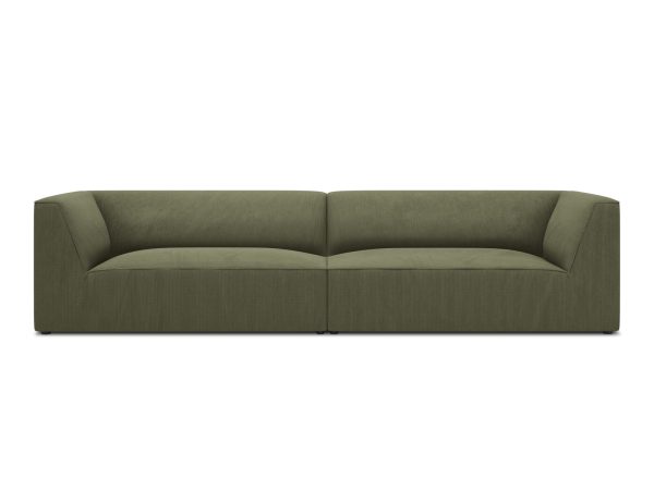 MICADONI Ruby sofa, 4 sæder - grøn corduroy stof og sort plast