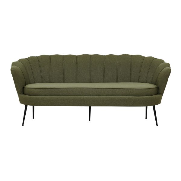 VENTURE DESIGN Calais 3 personers sofa - grøn polyester og sort metal