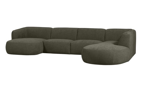 WOOOD EXCLUSIVE Polly sofa U-form, højre - grøn polyester