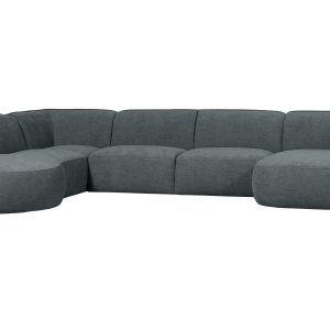 WOOOD EXCLUSIVE Polly sofa U-form, venstre - blå-grøn polyester