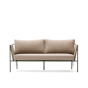 KAVE HOME Zivia udendørs 2-personers sofa i ecru rebsnor og grøn galvaniseret stål 178cm